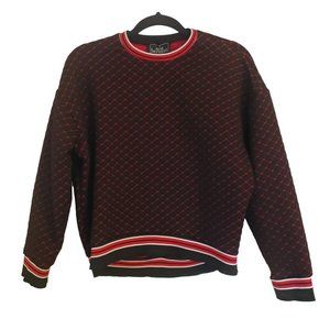 ALLA Berman Talin sweater size Small quilted black red contrast thread oversized